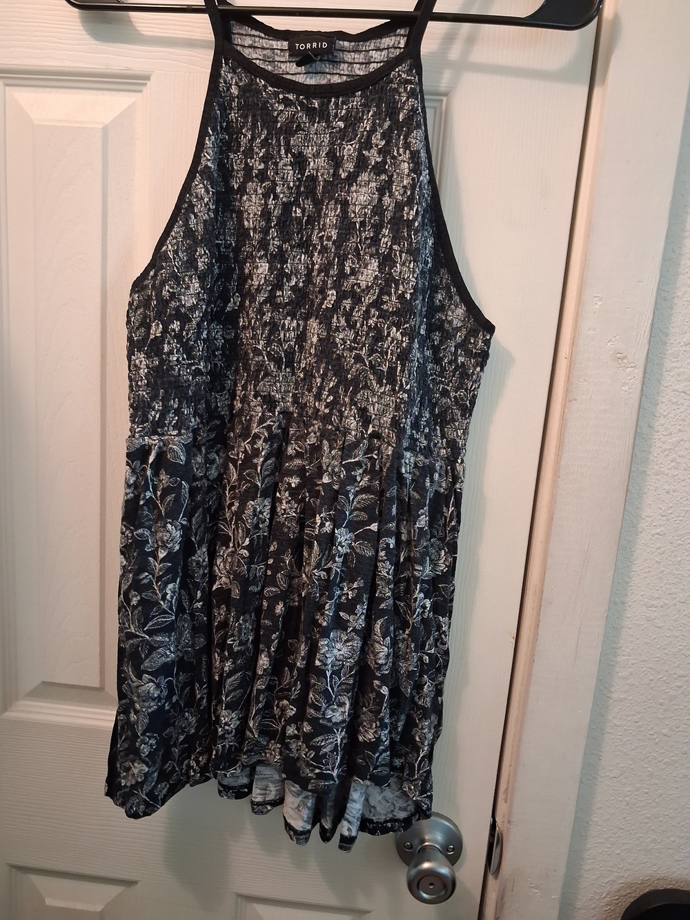 torrid Black Floral High-Neck Smocked Cami